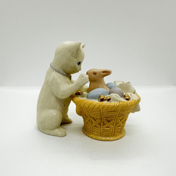 NIB Lenox Cat Easter Bunny Basket Eggs 24K Gold Sweet Wonder Ivory Chocolate - Picture 5 of 8
